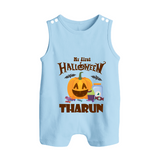 My First Witch in Training Romper Suit | Personalized Baby Romper Suit for Halloween - BABY BLUE - 0 - 5 Months Old (Chest 18")