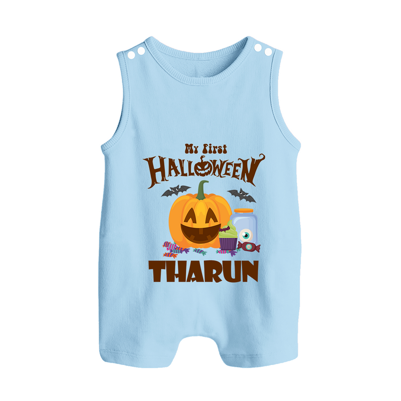 My First Witch in Training Romper Suit | Personalized Baby Romper Suit for Halloween - BABY BLUE - 0 - 5 Months Old (Chest 18")