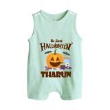 My First Witch in Training Romper Suit | Personalized Baby Romper Suit for Halloween - MINT GREEN - 0 - 5 Months Old (Chest 18")