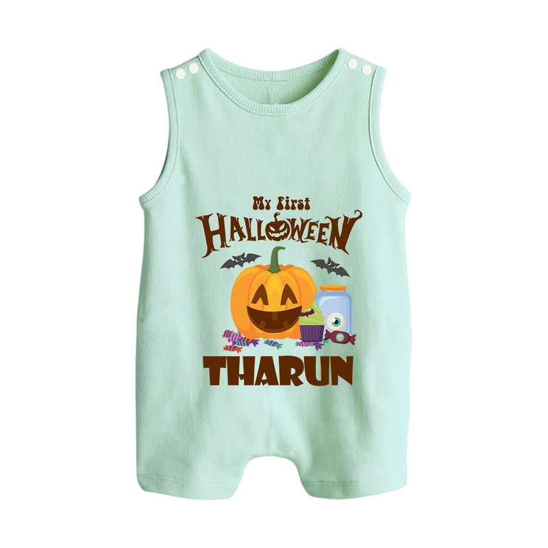 My First Witch in Training Romper Suit | Personalized Baby Romper Suit for Halloween - MINT GREEN - 0 - 5 Months Old (Chest 18")