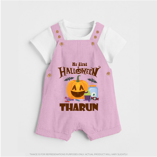 My First Witch in Training Dungaree Set | Personalized Baby Dungaree Set for Halloween - BABY PINK - 0 - 5 Months Old (Chest 18")