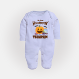 My First Witch in Training Sleep Suit | Personalized Baby Sleep Suit for Halloween - BABY BLUE - New Born (Chest 7.5")