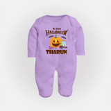 My First Witch in Training Sleep Suit | Personalized Baby Sleep Suit for Halloween - LILAC - New Born (Chest 7.5")