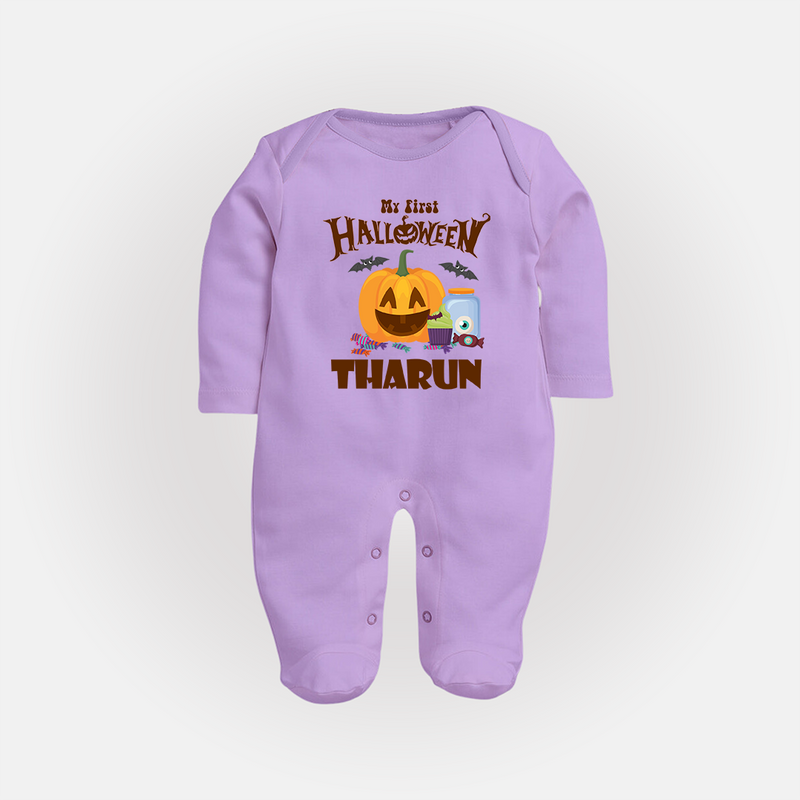 My First Witch in Training Sleep Suit | Personalized Baby Sleep Suit for Halloween - LILAC - New Born (Chest 7.5")