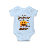 My First Halloween Pumpkin Treat Print Baby Romper   - BABY BLUE - New Born (Chest 14")