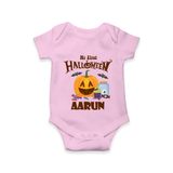 My First Halloween Pumpkin Treat Print Baby Romper   - BABY PINK - New Born (Chest 14")