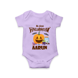 My First Halloween Pumpkin Treat Print Baby Romper   - LILAC - New Born (Chest 14")