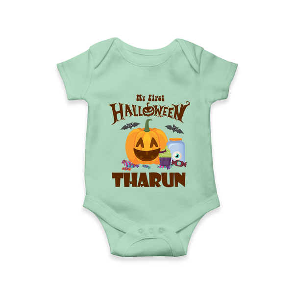My First Witch in Training Romper | Personalized Baby Romper for Halloween - MINT GREEN - New Born (Chest 14")