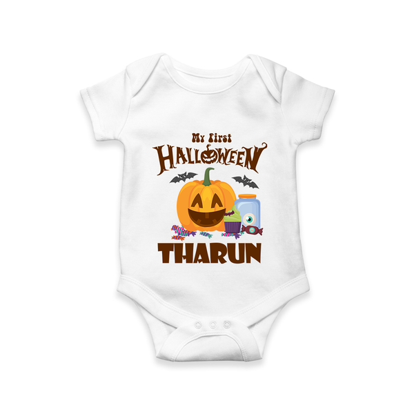 My First Witch in Training Romper | Personalized Baby Romper for Halloween - WHITE - New Born (Chest 14")
