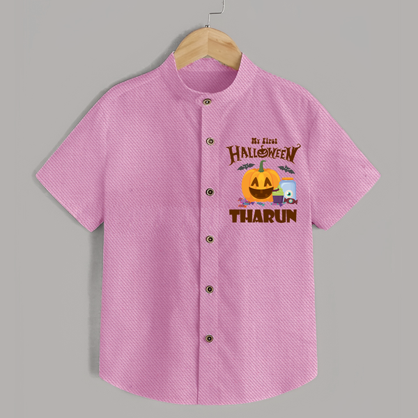 My First Witch in Training Shirt | Personalized Baby Shirt for Halloween - BABY PINK - 0 - 6 Months Old (Chest 23")