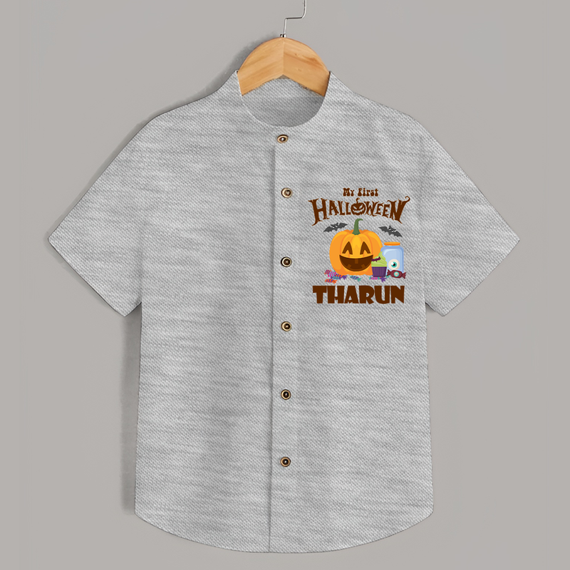 My First Witch in Training Shirt | Personalized Baby Shirt for Halloween - GREY - 0 - 6 Months Old (Chest 23")