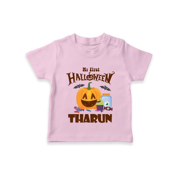 My First Witch in Training Tshirt | Personalized Baby Tshirt for Halloween - BABY PINK - 0-5 Months Old (Chest 17")