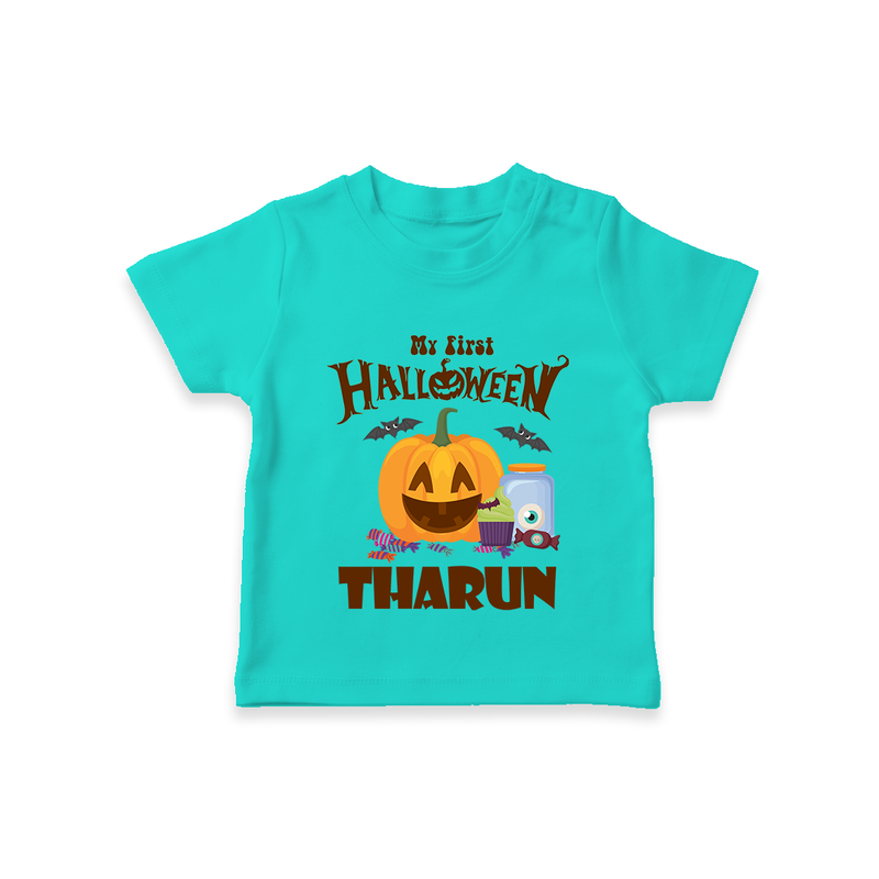 My First Witch in Training Tshirt | Personalized Baby Tshirt for Halloween - TEAL - 0-5 Months Old (Chest 17")