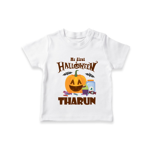 My First Witch in Training Tshirt | Personalized Baby Tshirt for Halloween - WHITE - 0-5 Months Old (Chest 17")
