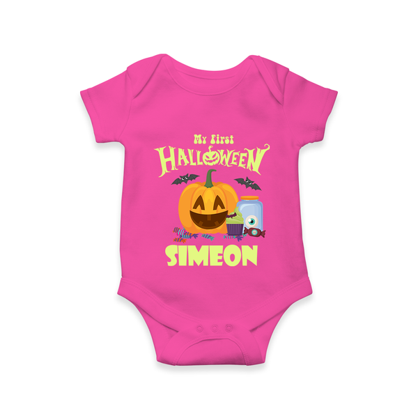 My First Witch in Training Romper | Personalized Baby Romper for Halloween - HOT PINK - New Born (Chest 14")