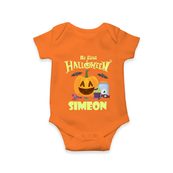 My First Witch in Training Romper | Personalized Baby Romper for Halloween - ORANGE - New Born (Chest 14")