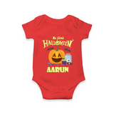 My First Halloween Pumpkin Treat Print Baby Romper   - RED - New Born (Chest 14")