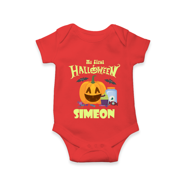 My First Witch in Training Romper | Personalized Baby Romper for Halloween - RED - New Born (Chest 14")
