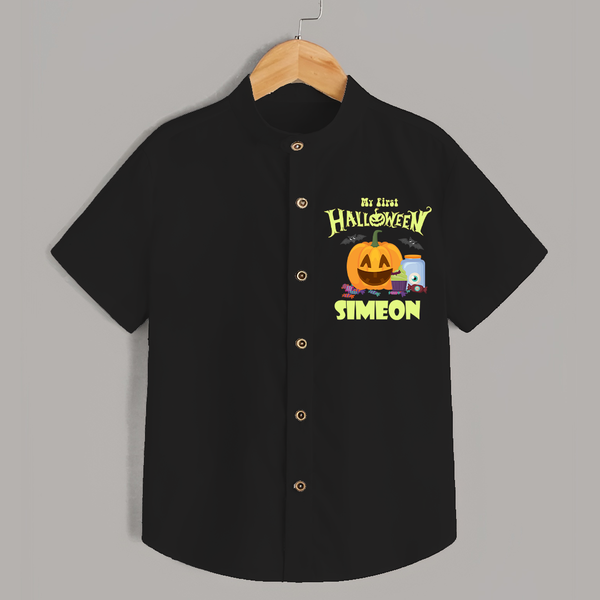 My First Witch in Training Shirt | Personalized Baby Shirt for Halloween - BLACK - 0 - 6 Months Old (Chest 23")