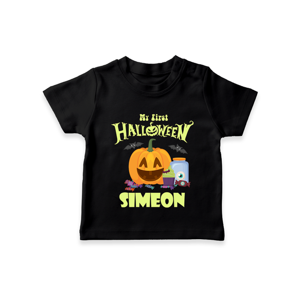 My First Witch in Training Tshirt | Personalized Baby Tshirt for Halloween - BLACK - 0-5 Months Old (Chest 17")