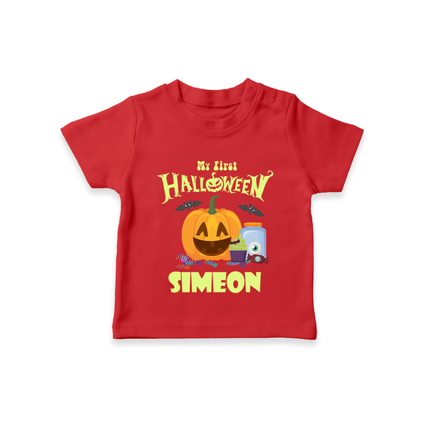 My First Witch in Training Tshirt | Personalized Baby Tshirt for Halloween - RED - 0-5 Months Old (Chest 17")
