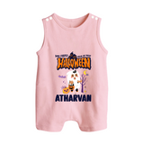 My First Halloween Trick Or Treat Print Baby Button Romper  - BABY PINK - New Born (Chest 18")