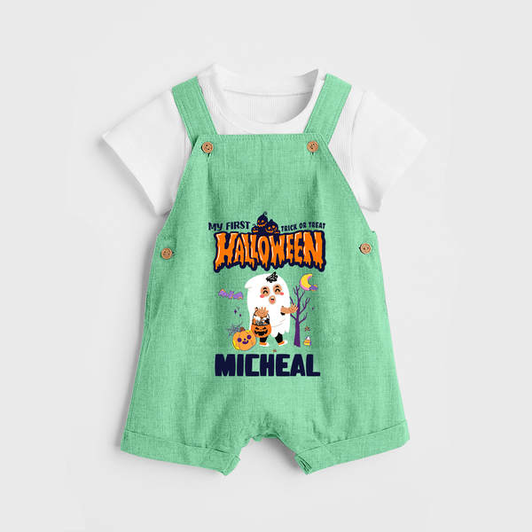 My First Boo-tiful Baby Dungaree Set | Custom Baby Dungaree Set for Festival Fun - GREEN - 0 - 5 Months Old (Chest 18")
