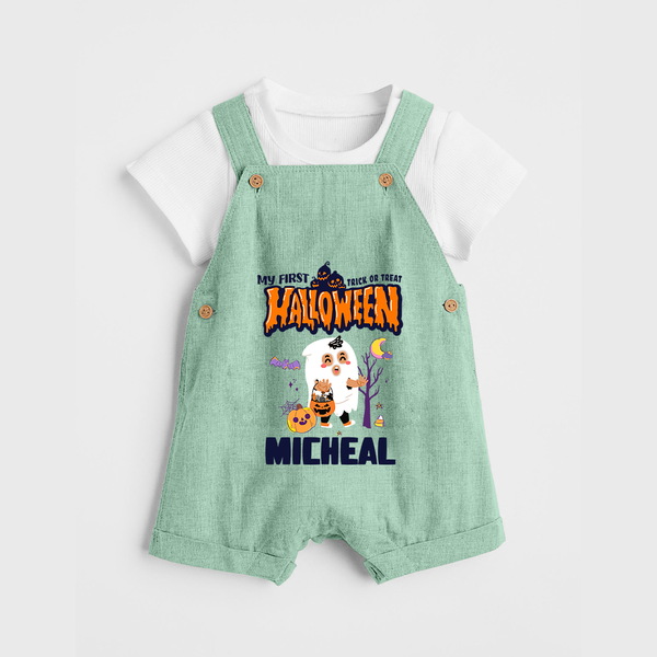 My First Boo-tiful Baby Dungaree Set | Custom Baby Dungaree Set for Festival Fun - MINT GREEN - 0 - 5 Months Old (Chest 18")