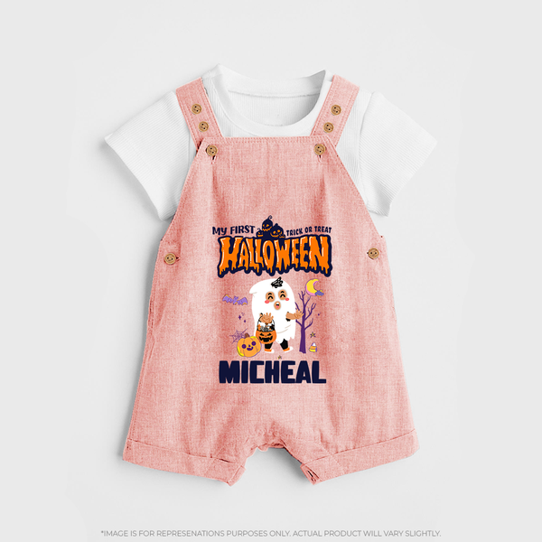 My First Boo-tiful Baby Dungaree Set | Custom Baby Dungaree Set for Festival Fun - PEACH - 0 - 5 Months Old (Chest 18")