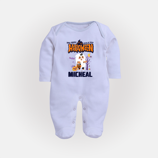My First Boo-tiful Baby Sleep Suit | Custom Baby Sleep Suit for Festival Fun - BABY BLUE - New Born (Chest 7.5")
