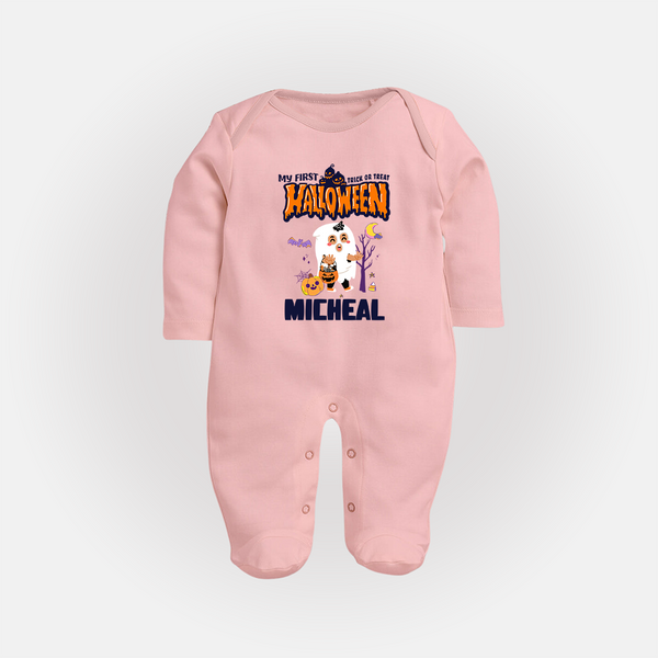 My First Boo-tiful Baby Sleep Suit | Custom Baby Sleep Suit for Festival Fun - BABY PINK - New Born (Chest 7.5")