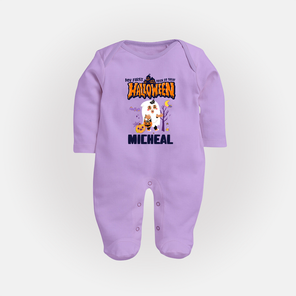 My First Boo-tiful Baby Sleep Suit | Custom Baby Sleep Suit for Festival Fun - LILAC - New Born (Chest 7.5")