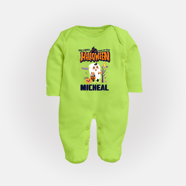 My First Boo-tiful Baby Sleep Suit | Custom Baby Sleep Suit for Festival Fun - LIME GREEN - New Born (Chest 7.5")