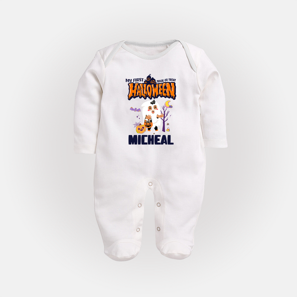 My First Boo-tiful Baby Sleep Suit | Custom Baby Sleep Suit for Festival Fun - WHITE - New Born (Chest 7.5")