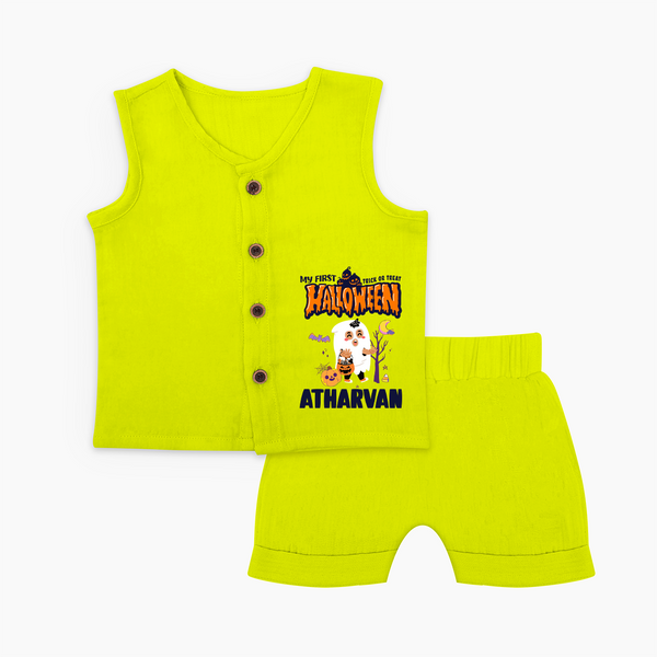 My First Halloween Trick Or Treat Print Baby Jabla Set  - LIME GREEN - 0 - 3 Months Old (Chest 9.8")