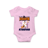 My First Halloween Trick Or Treat Print Baby Romper   - BABY PINK - New Born (Chest 14")