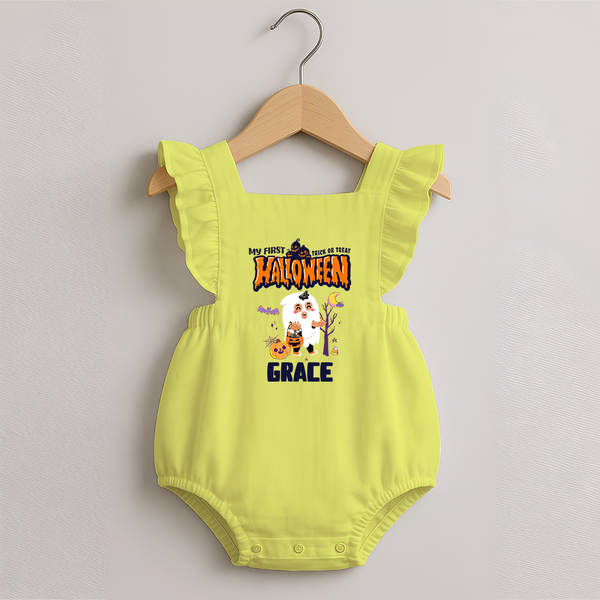My First Boo-tiful Baby Romper Frock | Custom Baby Romper Frock for Festival Fun - PASTEL YELLOW - 0 - 3 Months Old (Chest 19")