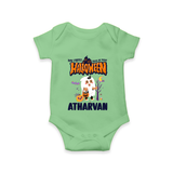 My First Halloween Trick Or Treat Print Baby Romper   - GREEN - New Born (Chest 14")