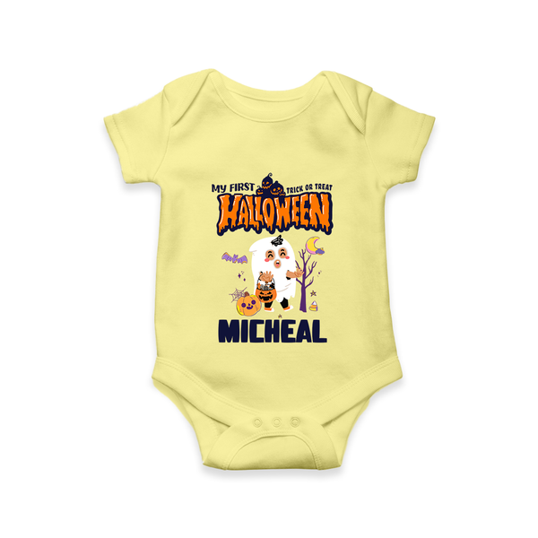 My First Boo-tiful Baby Romper | Custom Baby Romper for Festival Fun - PASTEL YELLOW - New Born (Chest 14")