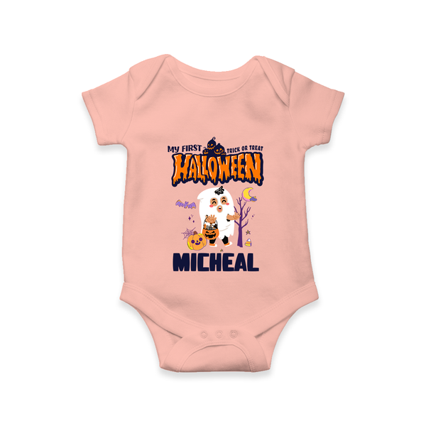 My First Boo-tiful Baby Romper | Custom Baby Romper for Festival Fun - PEACH - New Born (Chest 14")