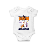 My First Halloween Trick Or Treat Print Baby Romper   - WHITE - New Born (Chest 14")