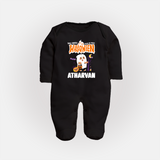 My First Halloween Trick Or Treat Print Baby Full Body Suit  - BLACK - New Born (Chest 7.5")