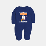 My First Halloween Trick Or Treat Print Baby Full Body Suit  - NAVY BLUE - New Born (Chest 7.5")