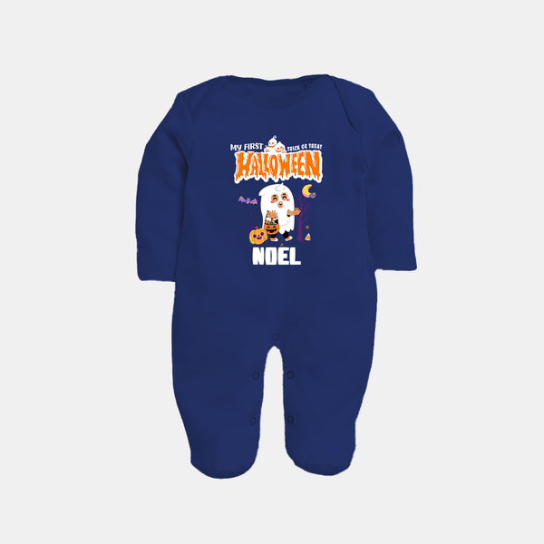My First Boo-tiful Baby Sleep Suit | Custom Baby Sleep Suit for Festival Fun - NAVY BLUE - New Born (Chest 7.5")