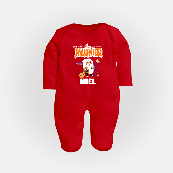 My First Boo-tiful Baby Sleep Suit | Custom Baby Sleep Suit for Festival Fun - RED - New Born (Chest 7.5")