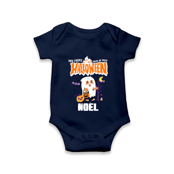 My First Boo-tiful Baby Romper | Custom Baby Romper for Festival Fun - NAVY BLUE - New Born (Chest 14")