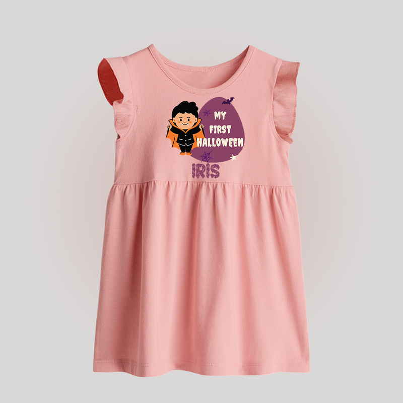 My First Little Bat Buddy Baby Frock | Custom Baby Baby Frock for Spooky Fun - BABY PINK - 0 - 3 Months Old (Chest 17")
