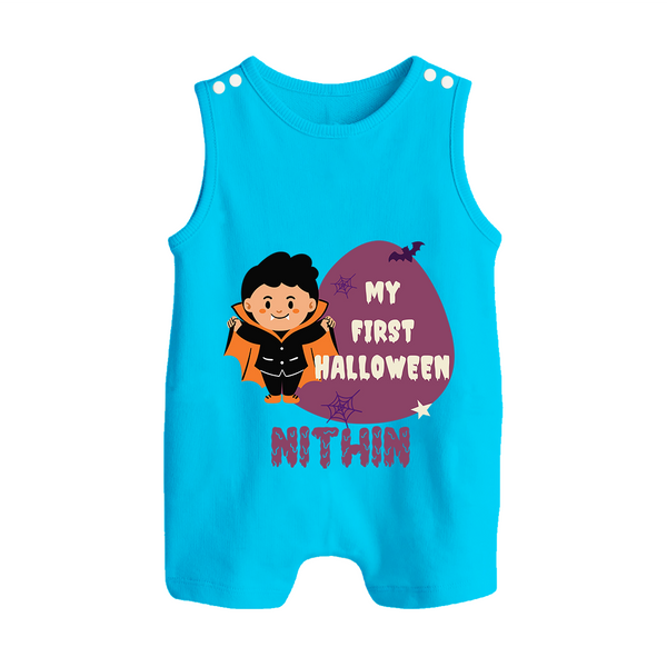 My First Little Bat Buddy Romper Suit | Custom Baby Romper Suit for Spooky Fun - SKY BLUE - 0 - 5 Months Old (Chest 18")