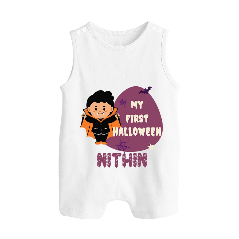 My First Little Bat Buddy Romper Suit | Custom Baby Romper Suit for Spooky Fun - WHITE - 0 - 5 Months Old (Chest 18")