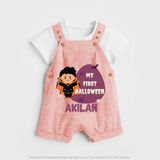 My First Halloween Boy Vampire Print Baby Dungaree - PEACH - 0 - 5 Months Old (Chest 18")